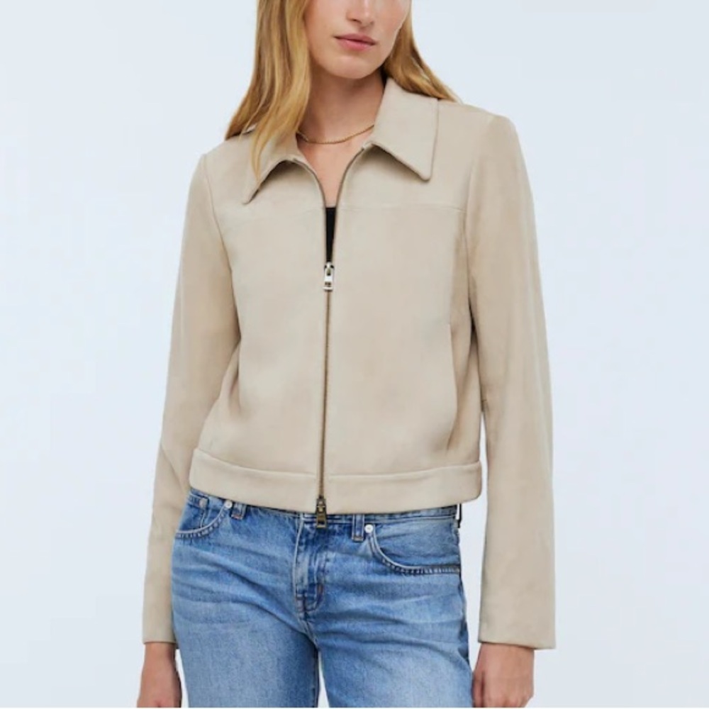 PRICE DROP; SEND OFFERS! Madewell Shrunken Zip Front Jacket in Suede